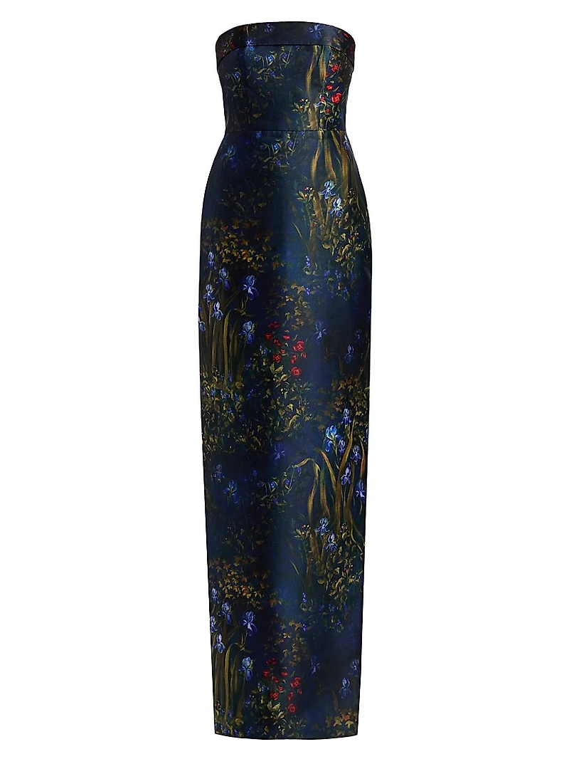 Lynette Floral Strapless Column Gown