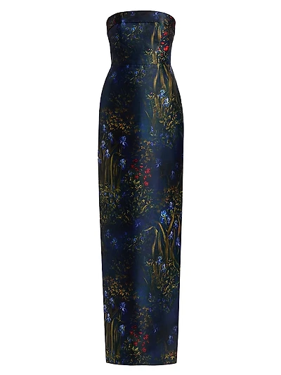 Lynette Floral Strapless Column Gown