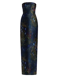 Lynette Floral Strapless Column Gown