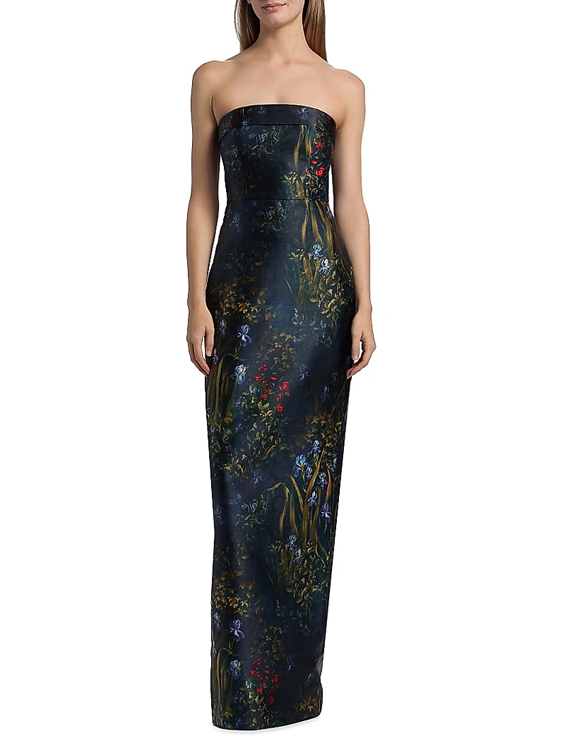 Lynette Floral Strapless Column Gown