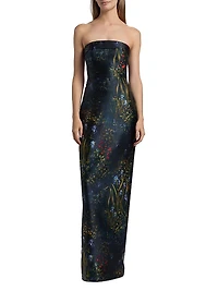 Lynette Floral Strapless Column Gown