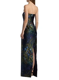 Lynette Floral Strapless Column Gown