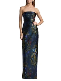 Lynette Floral Strapless Column Gown