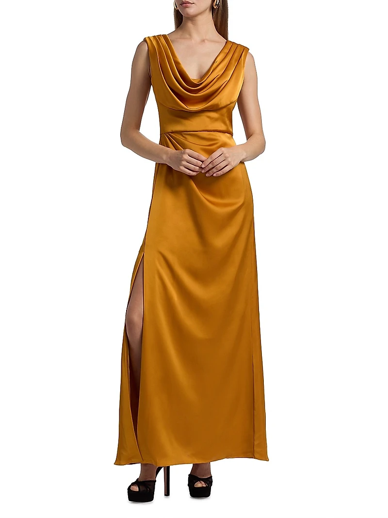 Blair Cowlneck Draped Gown