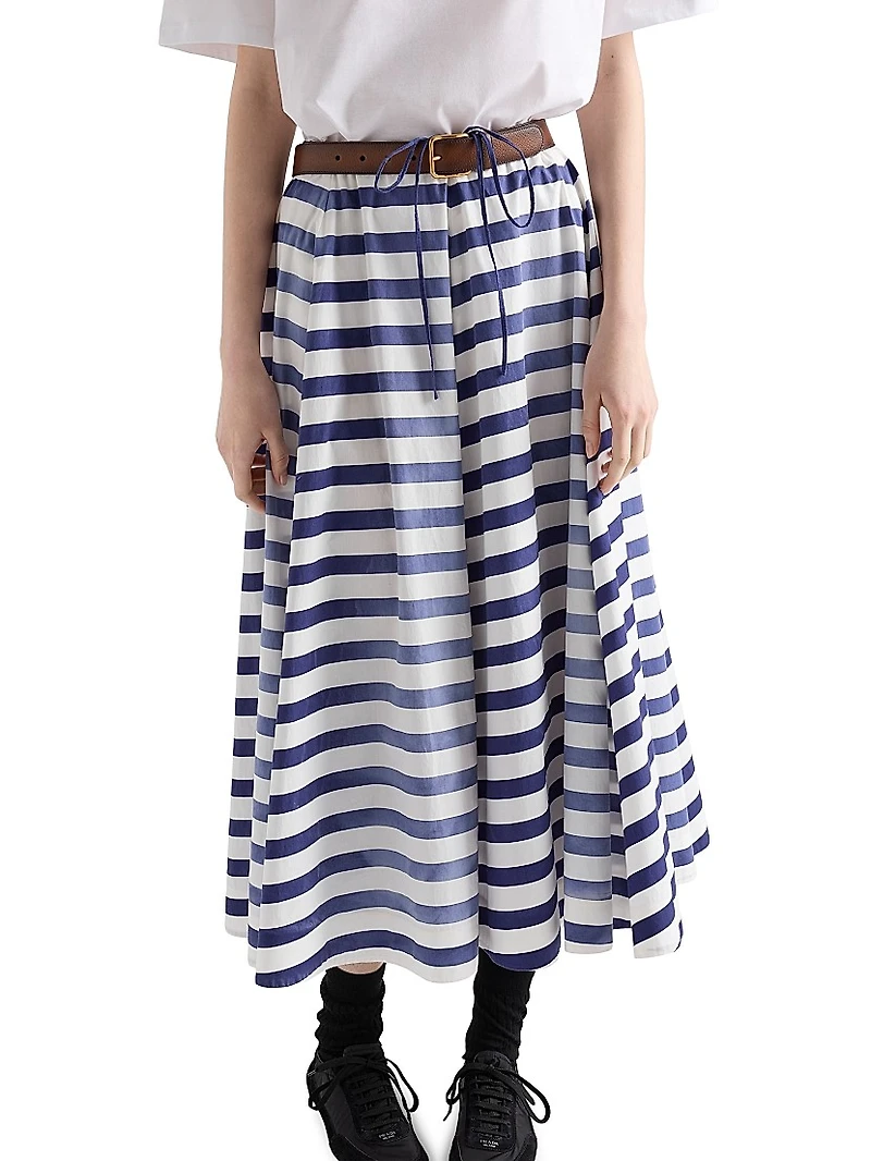 Striped Old Poplin Full Skirt