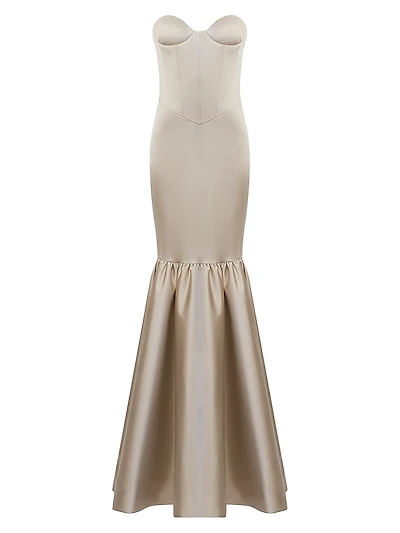 Inara Satin Strapless Mermaid Gown