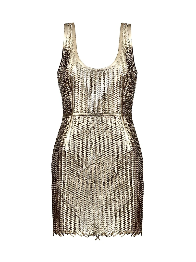Manu Metallic Woven Leather Minidress