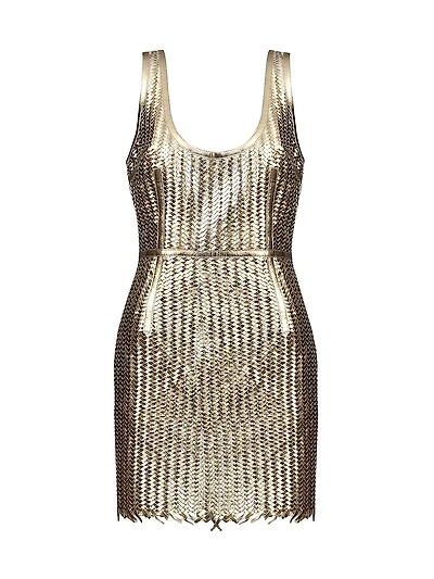 Manu Metallic Woven Leather Minidress