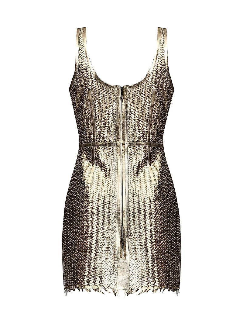 Manu Metallic Woven Leather Minidress