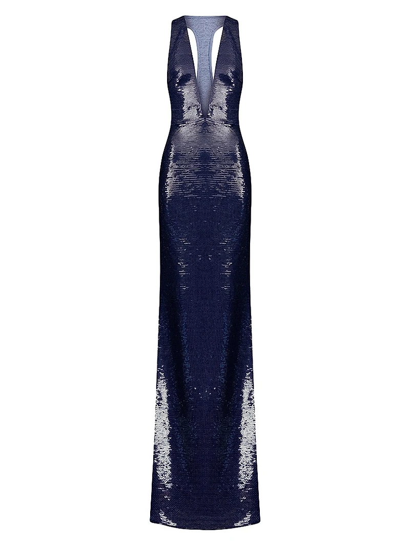 Olympia Plunging Racerback Gown