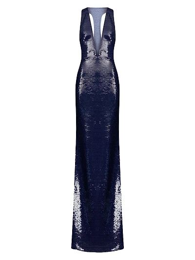 Olympia Plunging Racerback Gown