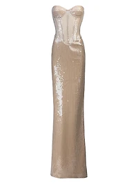 Tara Sequined Strapless Gown