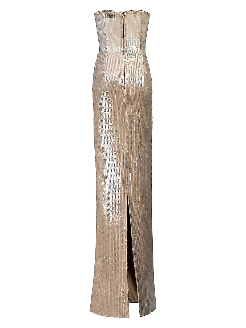Tara Sequined Strapless Gown
