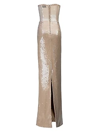 Tara Sequined Strapless Gown