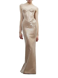 Tara Sequined Strapless Gown