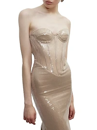 Tara Sequined Strapless Gown