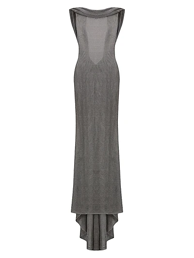 Jeanne Metallic Knit Cowl Neck Gown