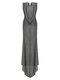 Jeanne Metallic Knit Cowl Neck Gown
