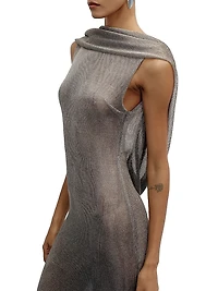 Jeanne Metallic Knit Cowl Neck Gown