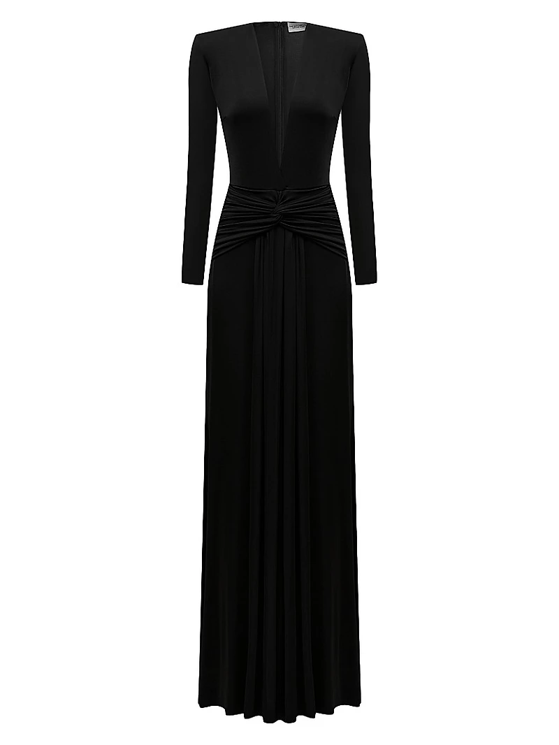 Azure Plunging Bodycon Gown