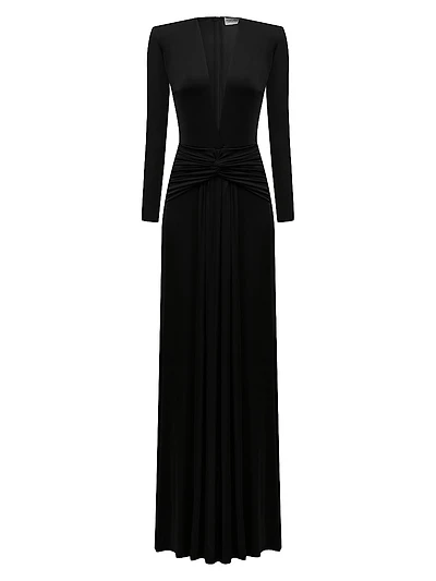 Azure Plunging Bodycon Gown
