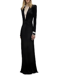 Azure Plunging Bodycon Gown