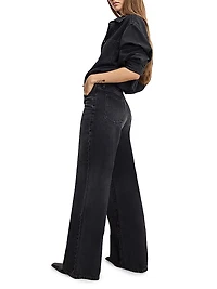 Denim Shirt Wide-Leg Jumpsuit