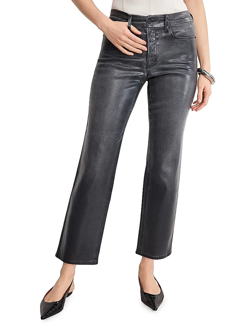 Good Legs Soft Tech Straight-Leg Coated Jeans