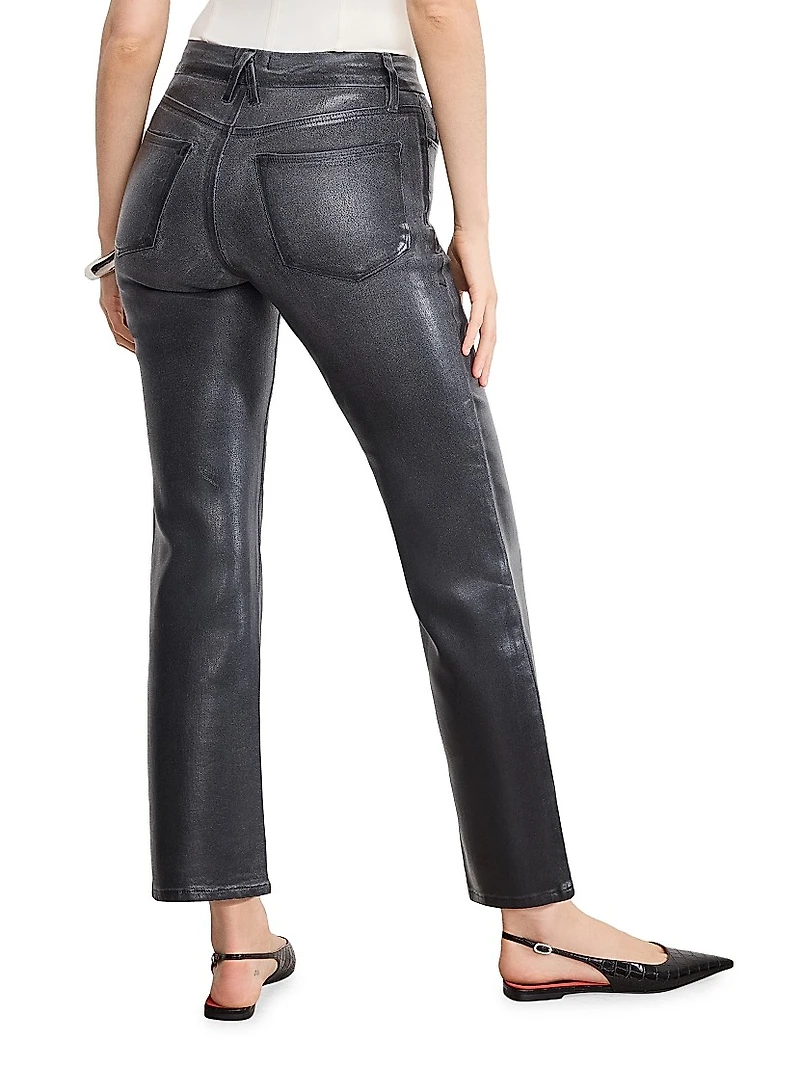 Good Legs Soft Tech Straight-Leg Coated Jeans