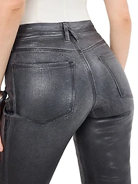 Good Legs Soft Tech Straight-Leg Coated Jeans