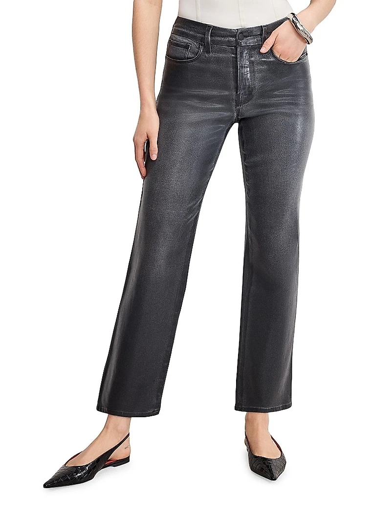 Good Legs Soft Tech Straight-Leg Coated Jeans
