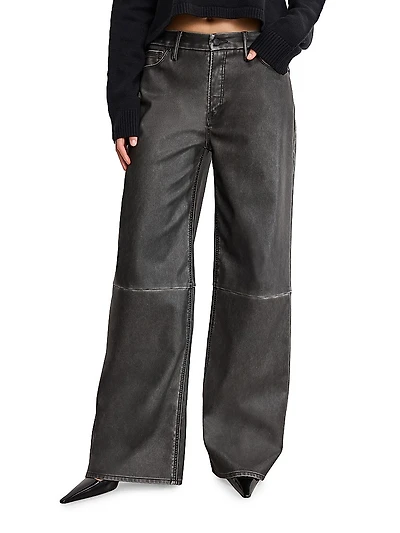 Good Skate Faux-Leather Wide-Leg Pants