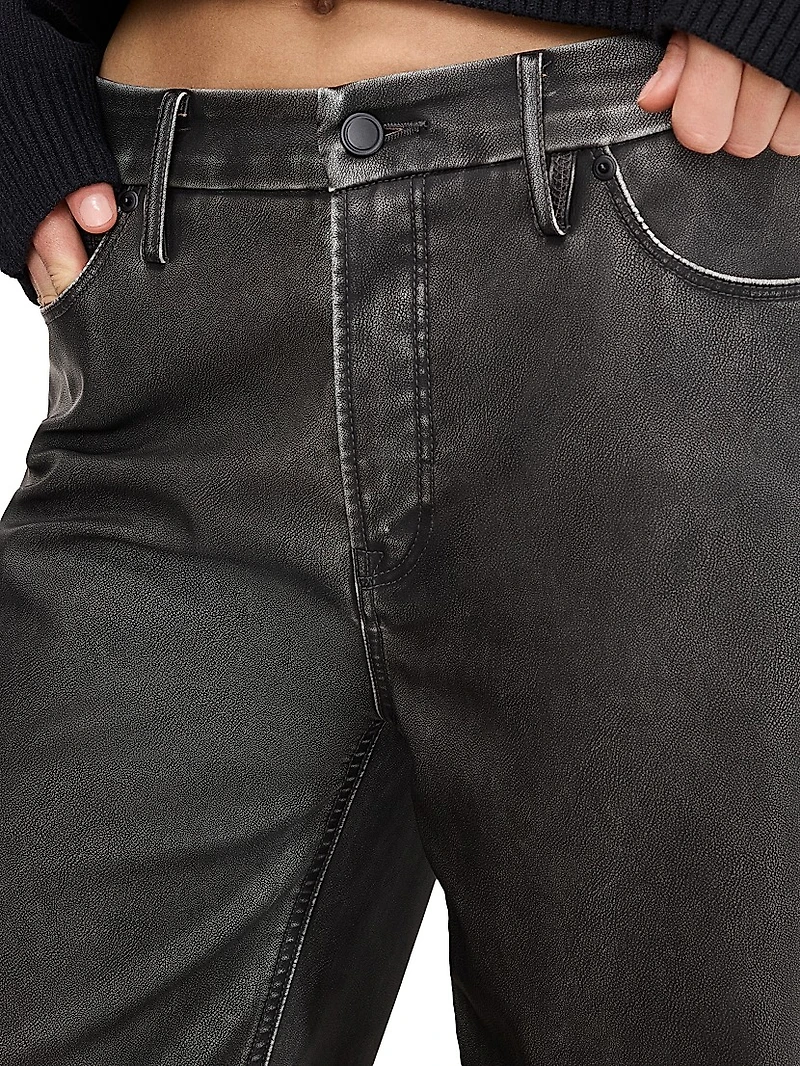 Good Skate Faux-Leather Wide-Leg Pants