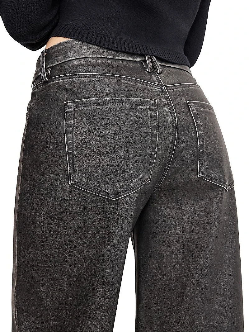 Good Skate Faux-Leather Wide-Leg Pants