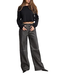 Good Skate Faux-Leather Wide-Leg Pants