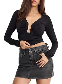 U-Wire Gathered Jersey Long-Sleeve Top