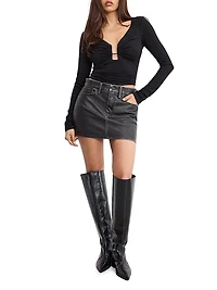 U-Wire Gathered Jersey Long-Sleeve Top