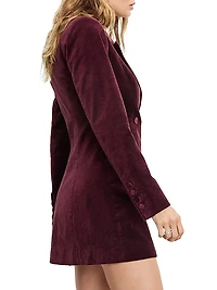 Exec Stretch-Velvet Double-Breasted Blazer Minidress