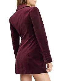 Exec Stretch-Velvet Double-Breasted Blazer Minidress