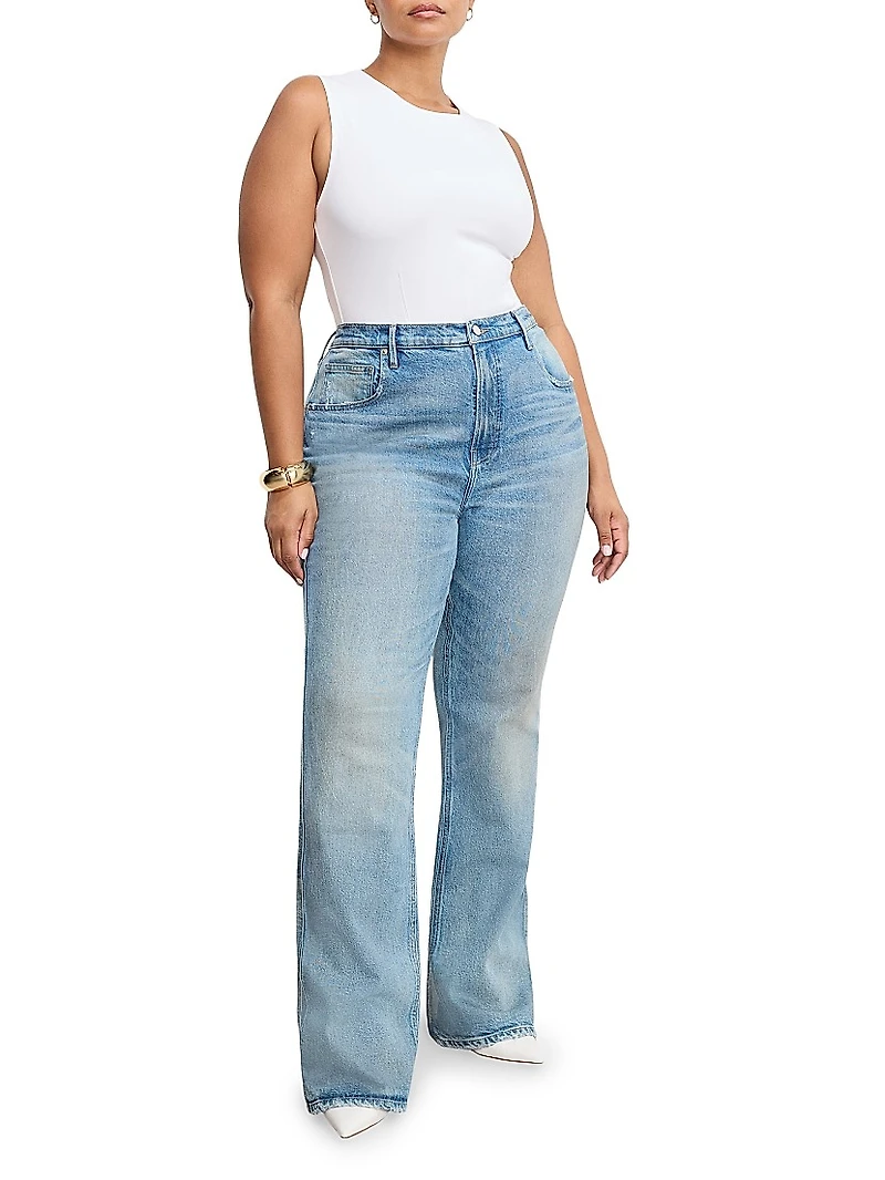Good Distressed Denim High-Rise Boot-Cut Jeans