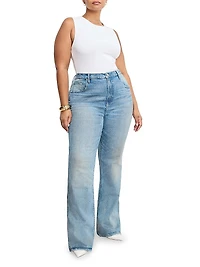 Good Distressed Denim High-Rise Boot-Cut Jeans