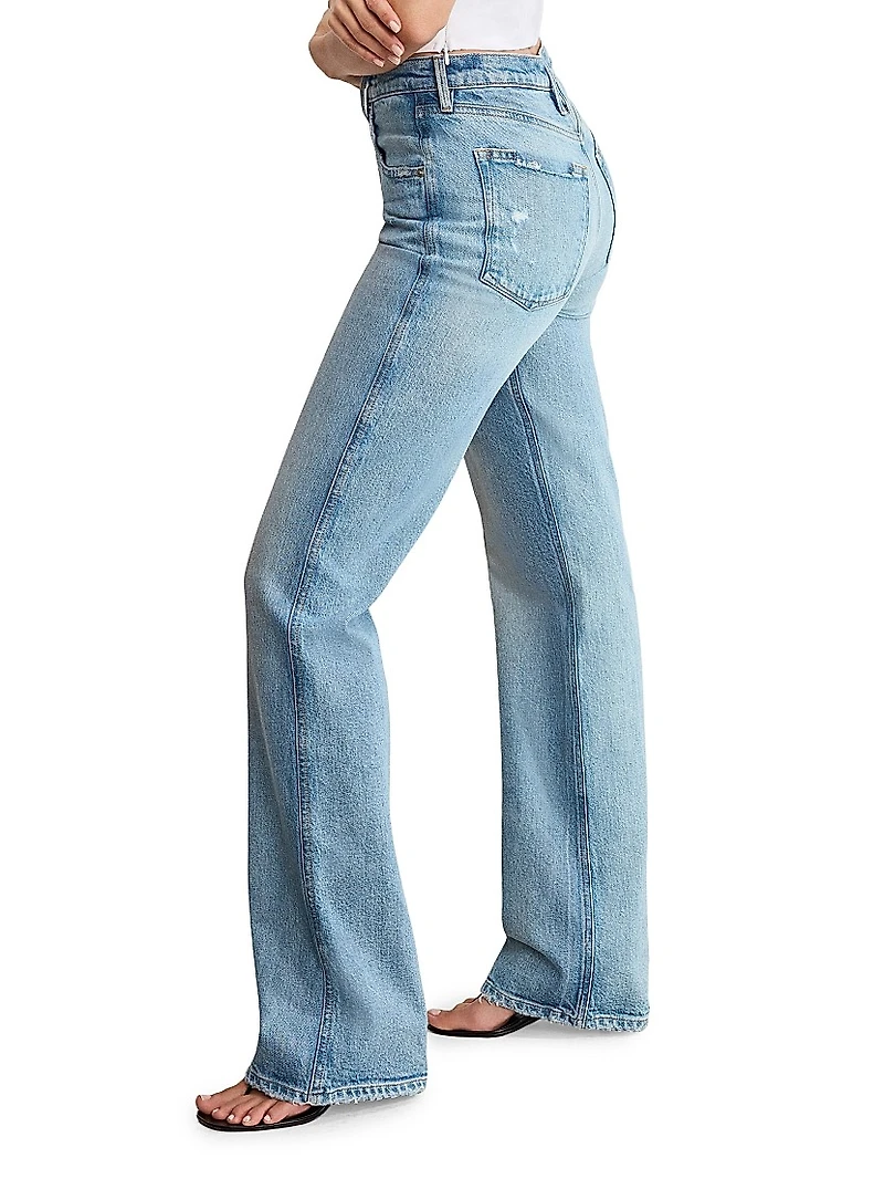Good Distressed Denim High-Rise Boot-Cut Jeans