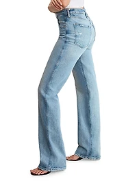 Good Distressed Denim High-Rise Boot-Cut Jeans