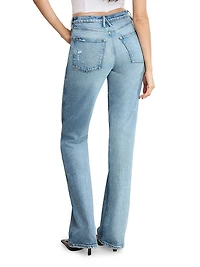 Good Distressed Denim High-Rise Boot-Cut Jeans