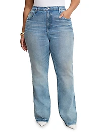 Good Distressed Denim High-Rise Boot-Cut Jeans