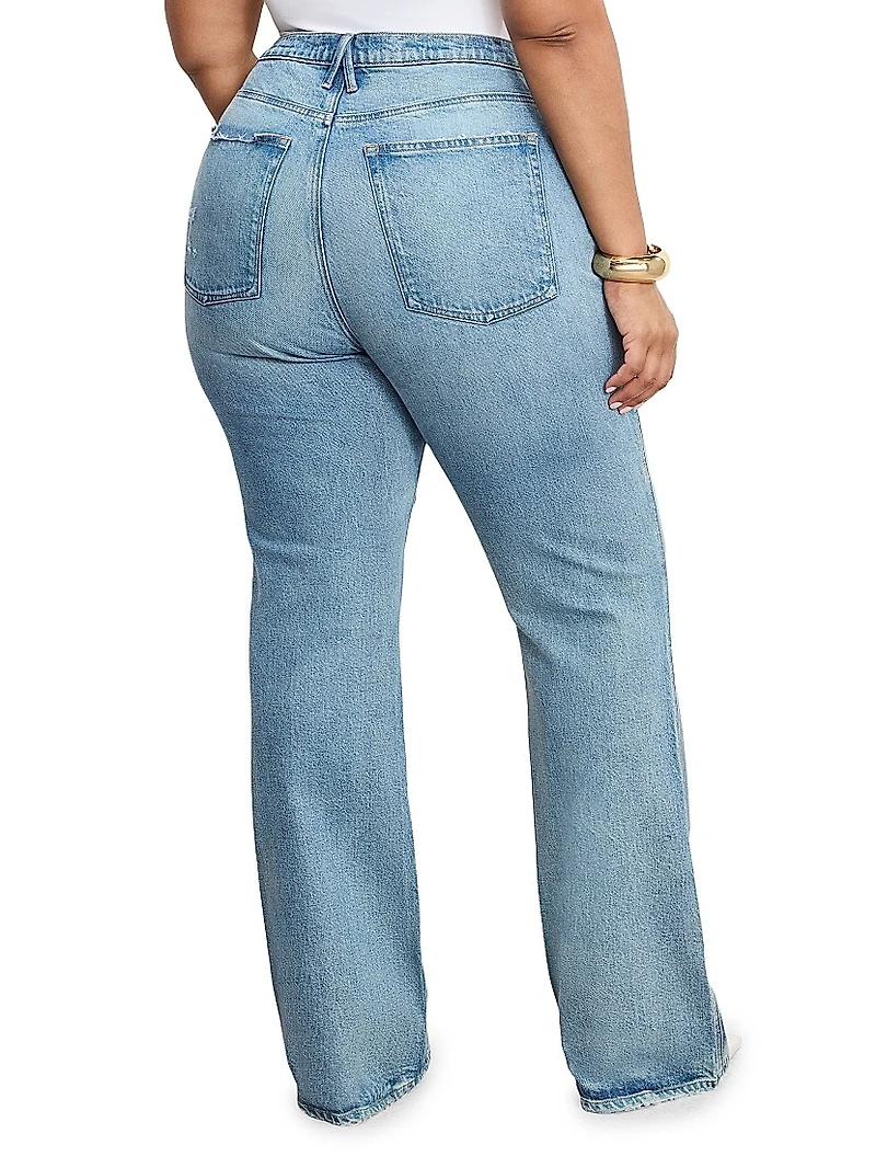 Good Distressed Denim High-Rise Boot-Cut Jeans
