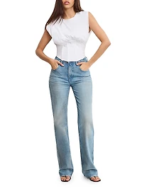 Good Distressed Denim High-Rise Boot-Cut Jeans