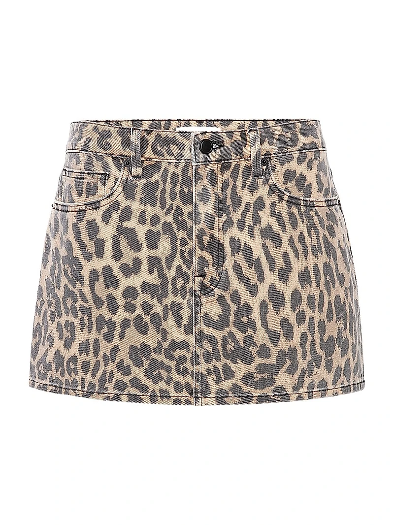 Good Leopard-Print Cotton Miniskirt
