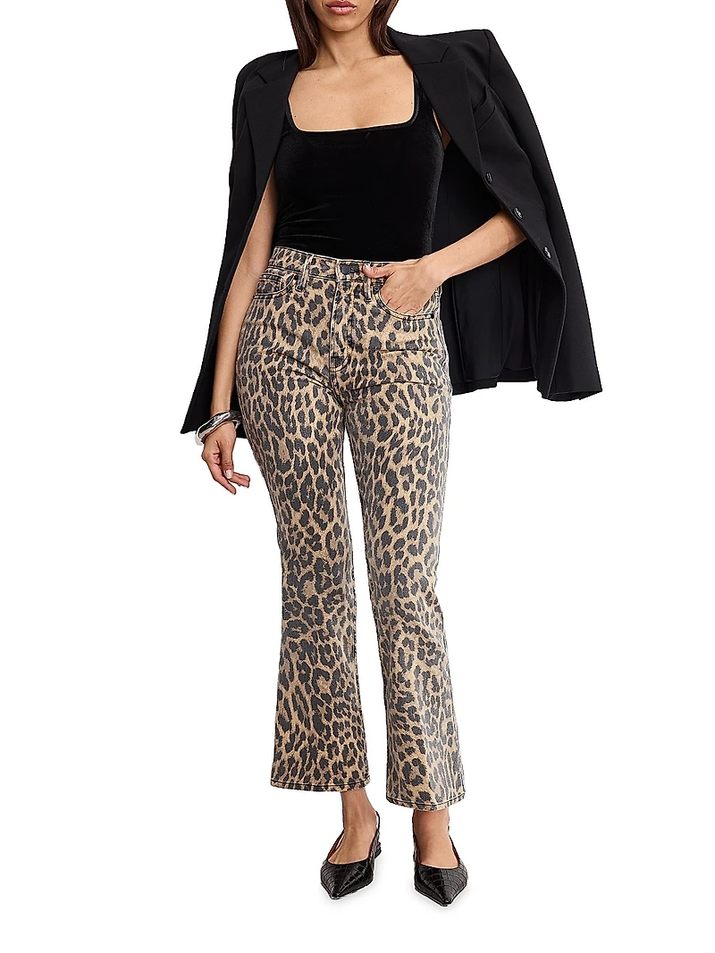 Good Standard Leopard Kick-Flared Jeans
