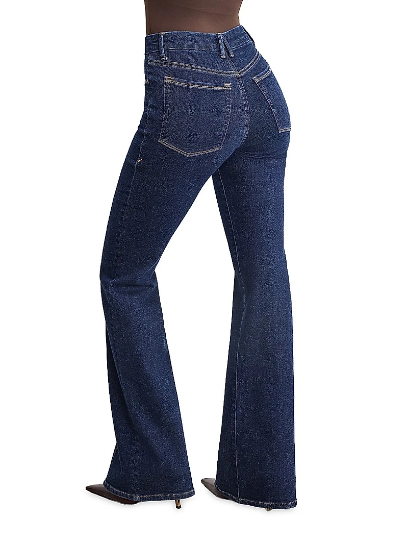Good Legs Dark Wash High-Rise Flared Jeans